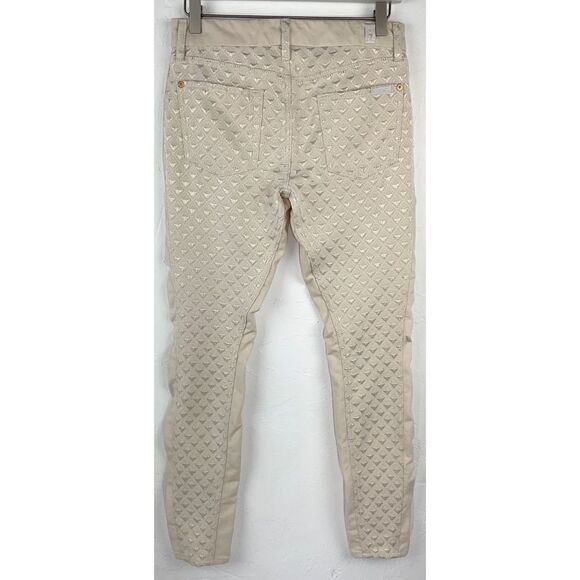 7 For All Mankind Gwenevere Cream Gold Skinny Jeans 26 - Picture 6 of 7